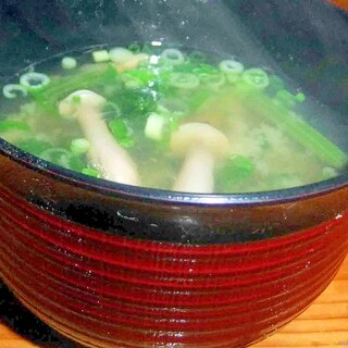 しめじとほうれん草とねぎの味噌汁